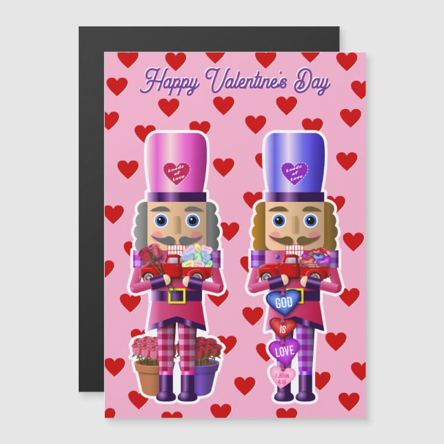 Valentine Nutcrackers with Little Red Truck magnet (Front/Back)