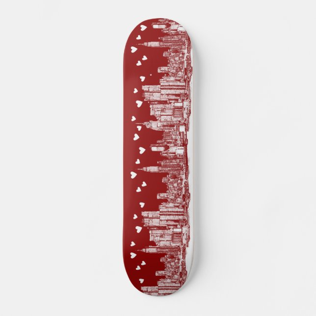 valentine NYC skyline Skateboard (Front)