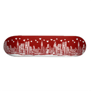 valentine NYC skyline Skateboard