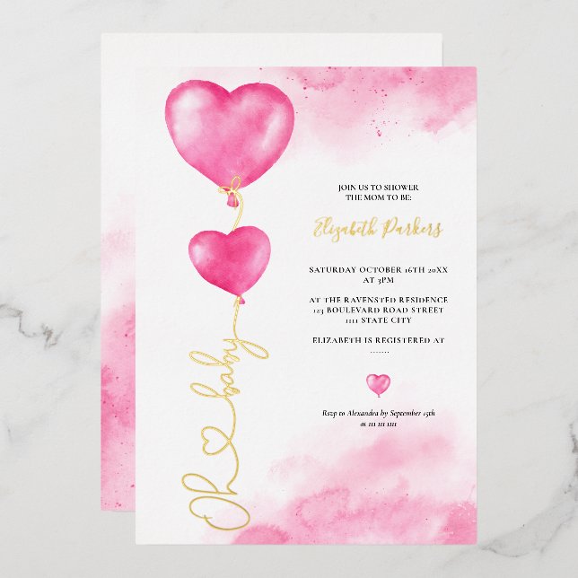 Valentine oh baby love pink hearts baby shower  (Front/Back)