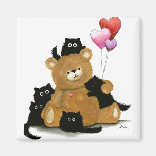Valentine Ours et Chats noirs par Bihrle Magnet