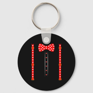 Valentine Outfit Red Hearts Bow Tie Valentines Day Keychain
