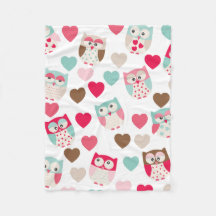 Valentine Owl Fleece Blanket