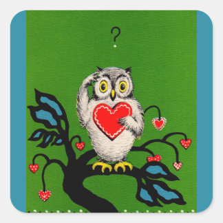Valentine owl square sticker