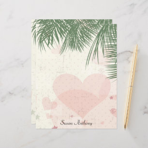 Valentine Palm Tree Romantic Beach Stationary