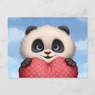 Valentine Panda Holiday Postcard
