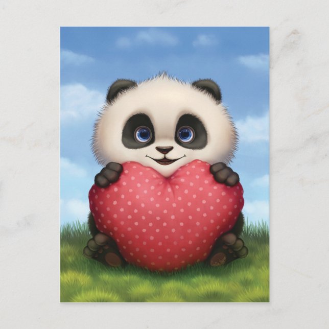 Valentine Panda Holiday Postcard (Front)