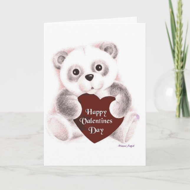 Valentine Panda Sketch Holiday Card (Front)