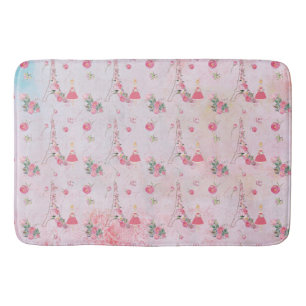 Valentine-Paris-Girl-Eiffeltower in pink -Pattern Bath Mat