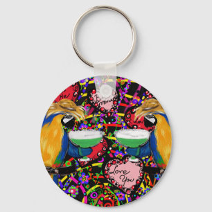 Valentine Parrots Keychain