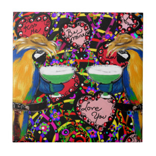Valentine Parrots Tile