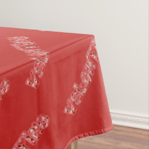 Valentine Party Cute Hearts Typography Red Tablecloth