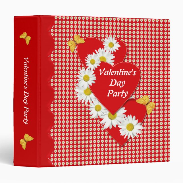 Valentine Party Daisies 2 inch Binder (Front/Spine)