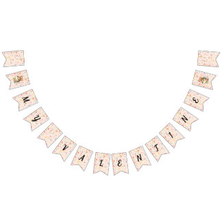 Valentine Party Decor with Roses and Cute Kitten Bunting Flags