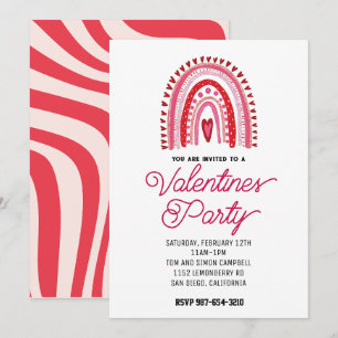 valentine party invitation pink and red