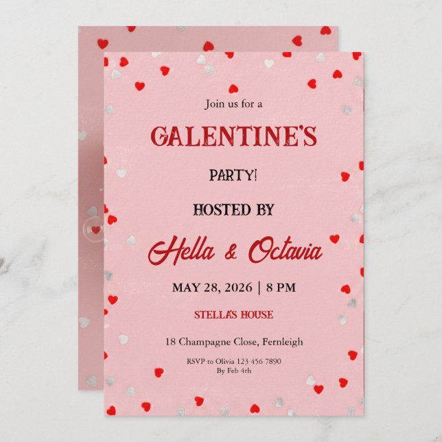 Valentine Party Invitation Printable Template (Devant / Derrière)