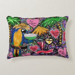 Valentine Party Parrot Accent Pillow