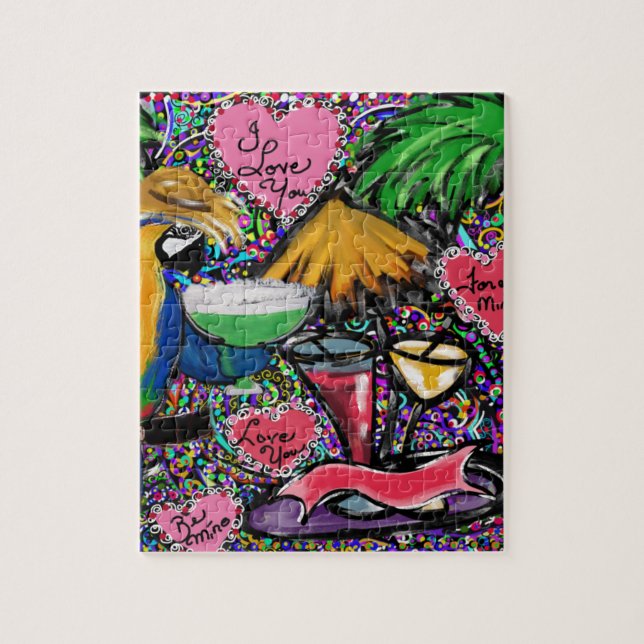 Valentine Party Parrot Jigsaw Puzzle (Vertical)