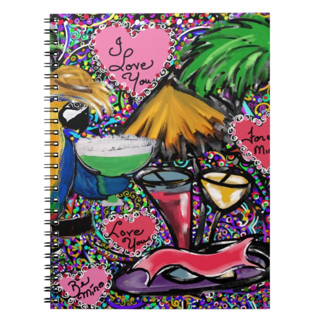Valentine Party Parrot Notebook (Front)