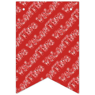 Valentine Party Romantic Hearts Typography Red Bunting Flags