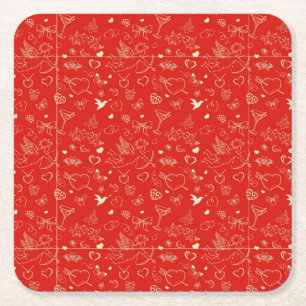 Valentine Pattern 2 Square Paper Coaster