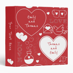 Valentine Pattern Binder - White on Red