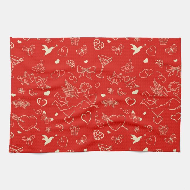 Valentine Pattern Kitchen Towel (Horizontal)