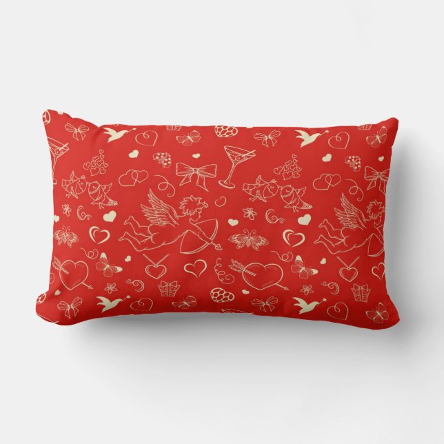 Valentine Pattern Lumbar Pillow (Front)