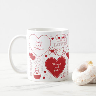 Valentine Pattern Mug - Red on White
