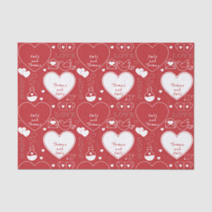 Valentine Pattern Tissue Paper - White on Red