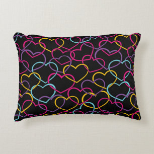 Valentine Pattern with Colour Hearts Accent Pillow