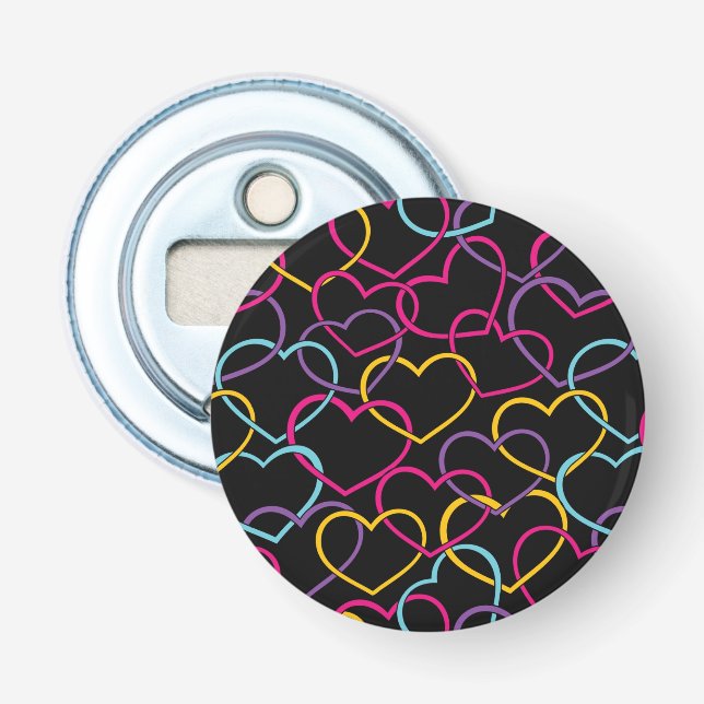 Valentine Pattern with Colour Hearts Bottle Opener (Front)