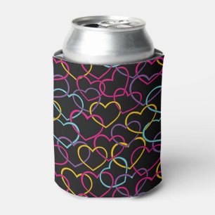 Valentine Pattern with Colour Hearts Can Cooler