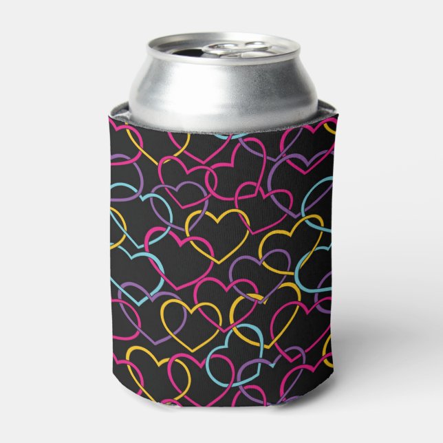 Valentine Pattern with Colour Hearts Can Cooler (Can Front)