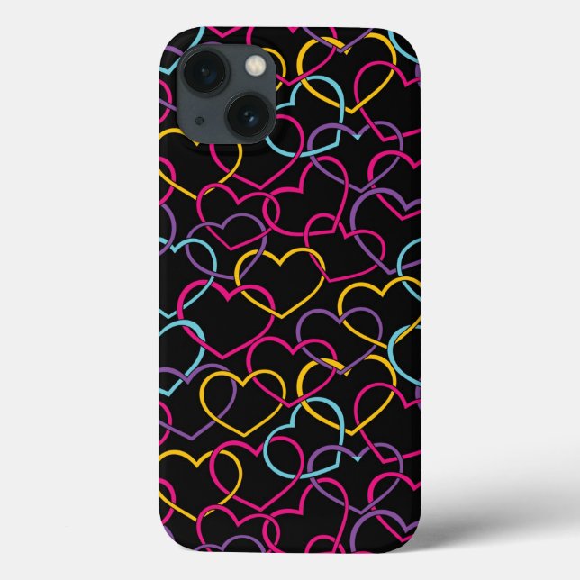 Valentine Pattern with Colour Hearts Case-Mate iPhone Case (Back)