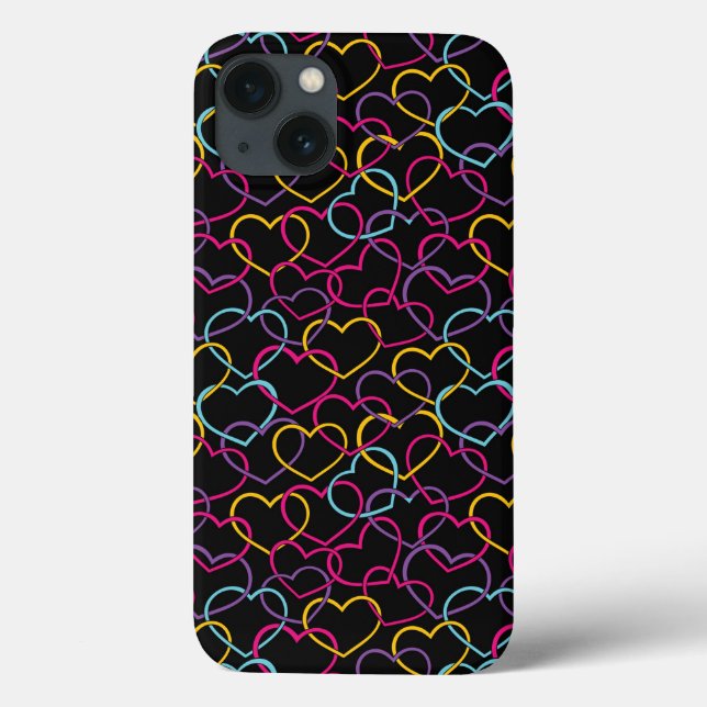Valentine Pattern with Colour Hearts Case-Mate iPhone Case (Back)
