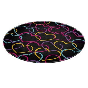 Valentine Pattern with Colour Hearts Cutting Board