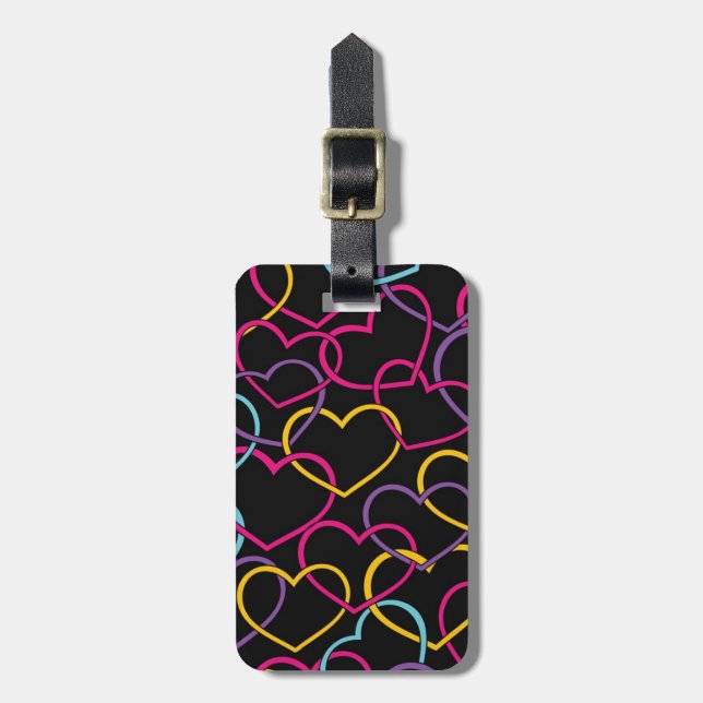 Valentine Pattern with Colour Hearts Luggage Tag (Front Vertical)