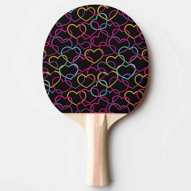Valentine Pattern with Colour Hearts Ping Pong Paddle (Front)