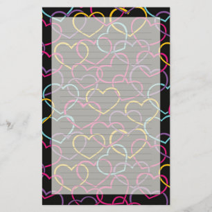 Valentine Pattern with Colour Hearts Stationery