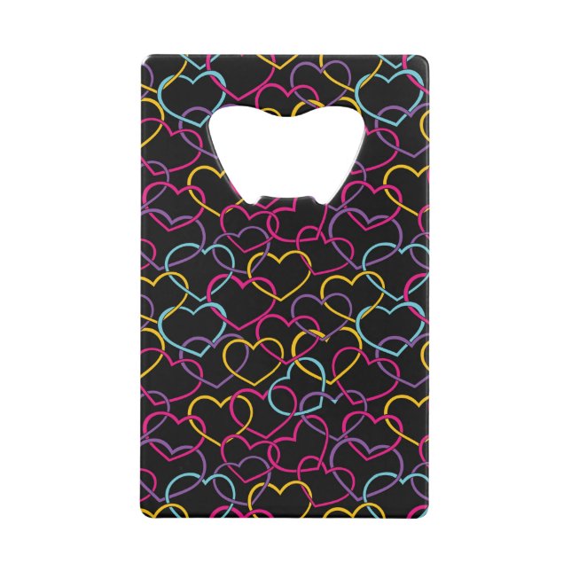 Valentine Pattern with Colour Hearts Wallet Bottle Opener (Front)