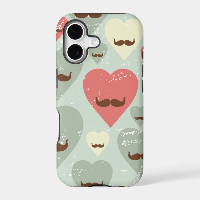 Valentine pattern with heart and moustache (Back)