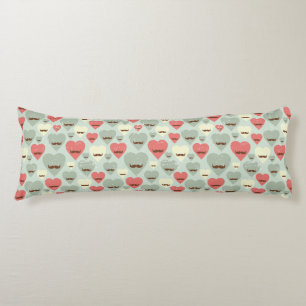 Valentine pattern with heart and moustache body pillow