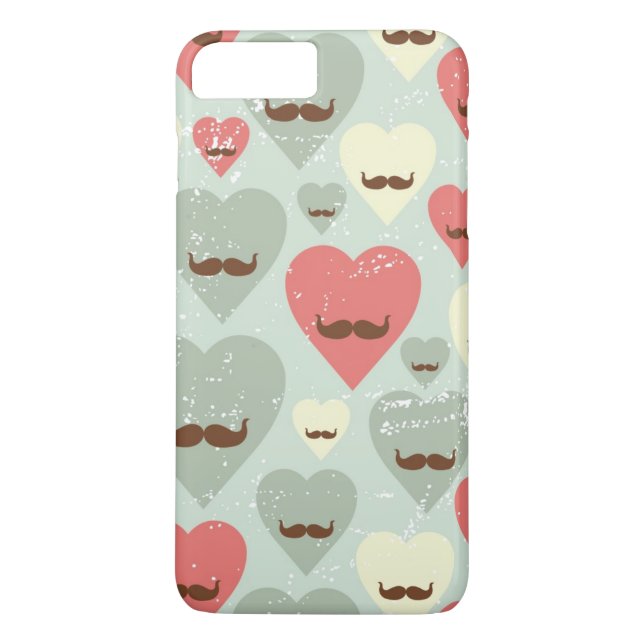 Valentine pattern with heart and moustache Case-Mate iPhone case (Back)