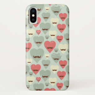Valentine pattern with heart and moustache iPhone x case