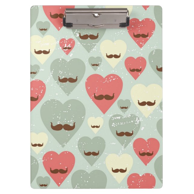 Valentine pattern with heart and moustache clipboard (Front)