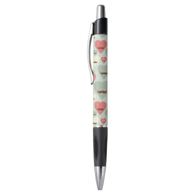 Valentine pattern with heart and moustache pen (Top (Vertical))