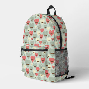 Valentine pattern with heart and moustache printed backpack