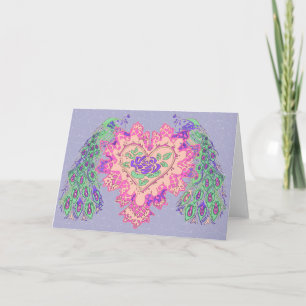 Valentine Peacock Holiday Card