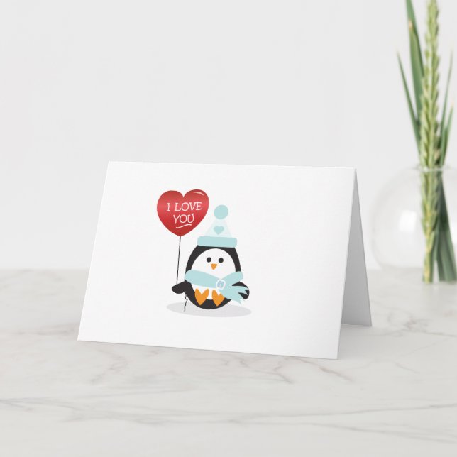 Valentine Penguin! Holiday Card (Front)